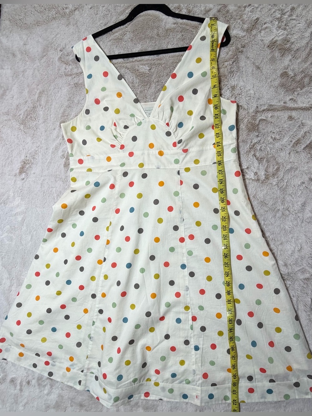Garnet Hill Cream Background with Confetti Polka Dots V-Neck Sundress